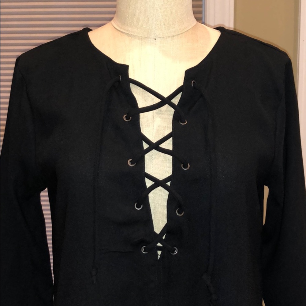 Abercrombie & Fitch Lace Up 3/4 Sleeve Shift Dress